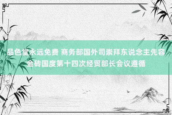 品色堂永远免费 商务部国外司崇拜东说念主先容金砖国度第十四次经贸部长会议遵循