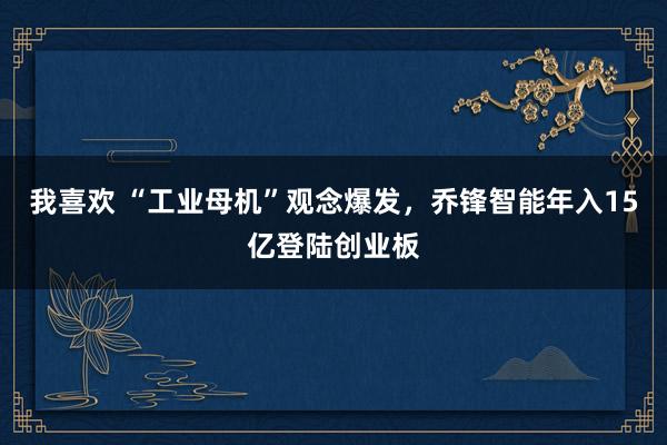 我喜欢 “工业母机”观念爆发，乔锋智能年入15亿登陆创业板