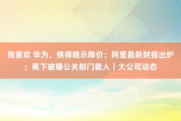 我喜欢 华为，倏得晓示降价；阿里最新财报出炉；蕉下被曝公关部门裁人｜大公司动态