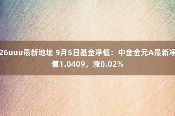 26uuu最新地址 9月5日基金净值：中金金元A最新净值1.0409，涨0.02%