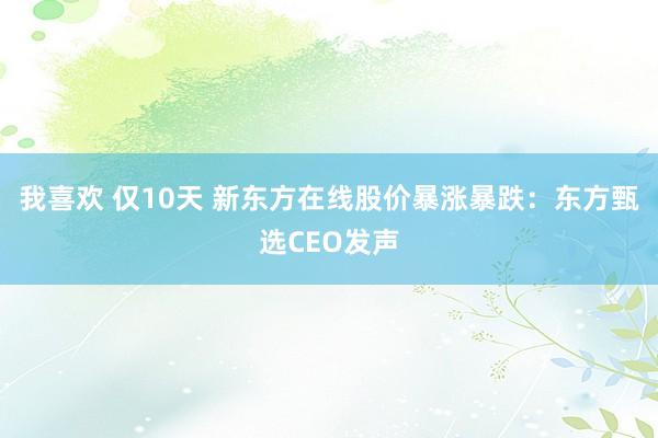 我喜欢 仅10天 新东方在线股价暴涨暴跌：东方甄选CEO发声